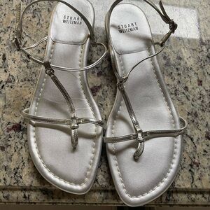 Stuart Weitzman silver strappy sandals 9 Med